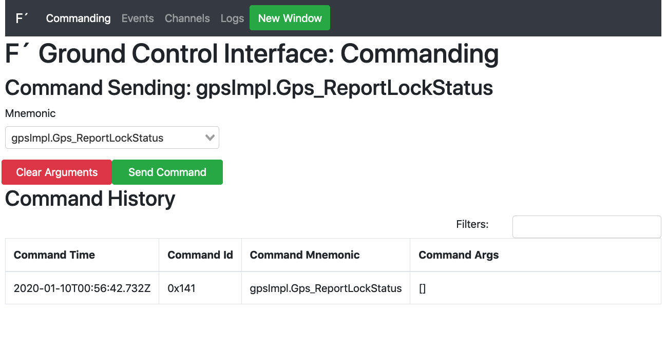 GPS GDS Commanding Tab